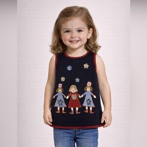 BLU CHILDS Sweater Tunic Size 3 Blue with Applique Girls